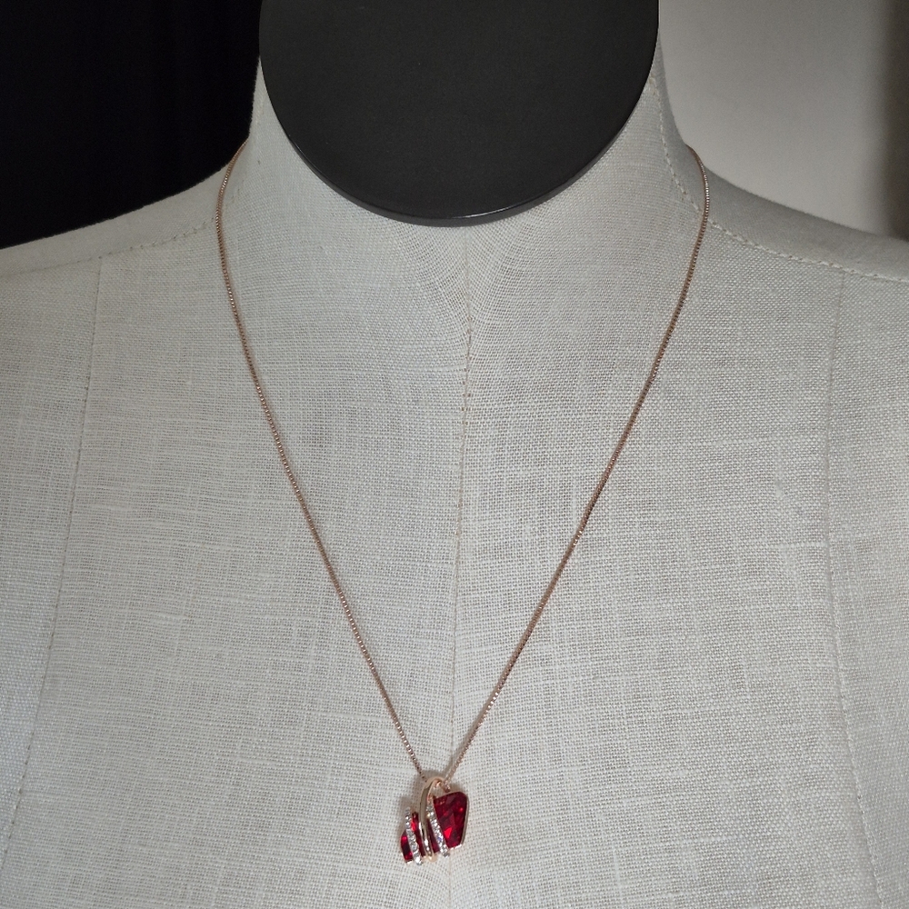Ruby Crystal Red Wish Stone Necklace Set - image 3